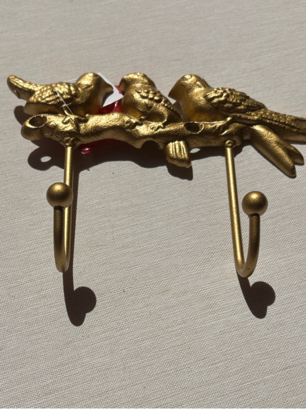 Gold Bird Metal Double Hook Wall Hanger - Gold
